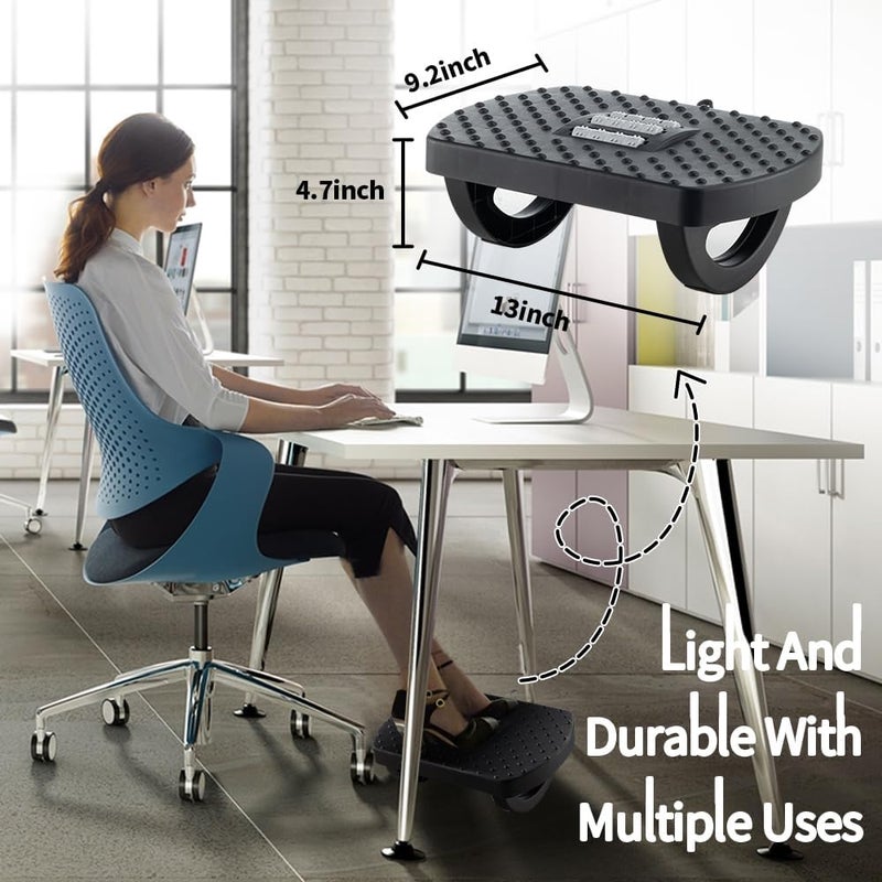 CasaZenith Under Desk Footrest, Foot Rest for Under Desk at Work, Ergonomic Foot Stool for Office Desks, Small Rocking Footrest with Massage Roller&Portable Handle, Leg Rest Pain Relief for Home - Image 3